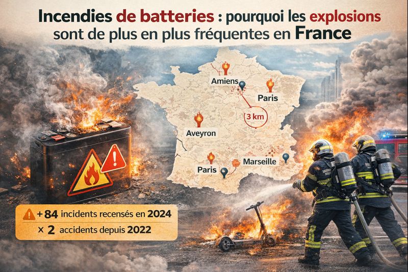 Augmentation des incendie batterie lithium en france